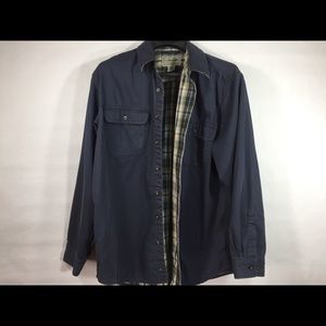 LL Bean Mens L Regular Blue Heavy Flannel